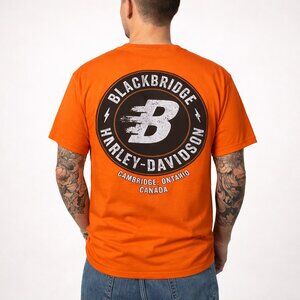 Harley-Davidson Graphic Tee Ride Hard Wheel Flags Double Sided Biker Shirt